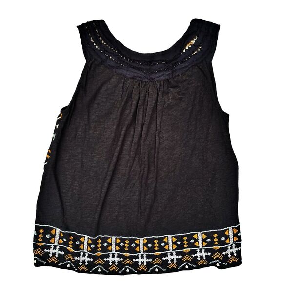 Anthropologie Akemi Kim Black Tank Top Sz S Embroidery w Metal Accents Boho - Picture 6 of 8